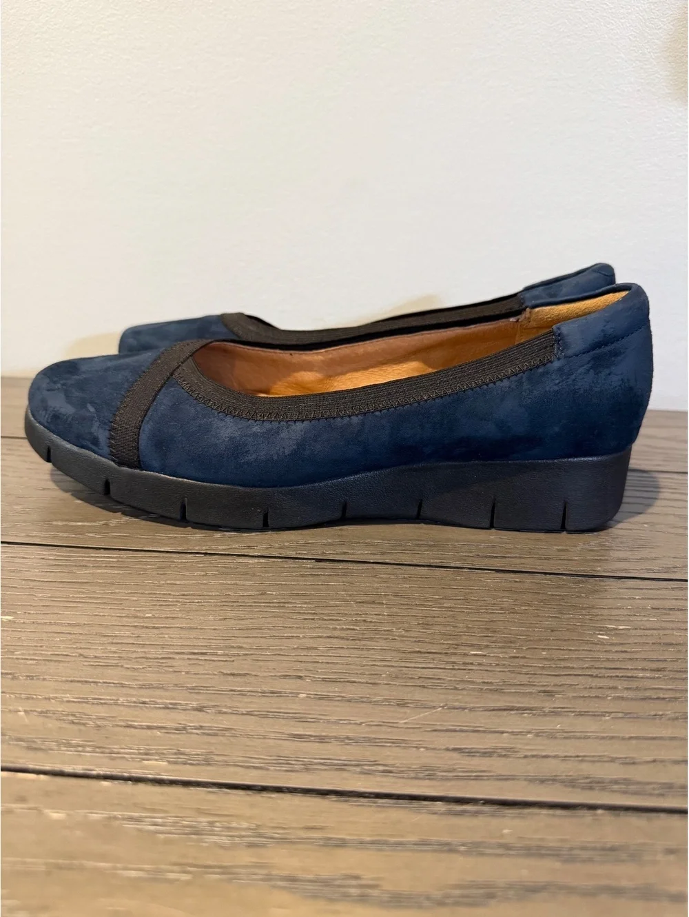 Clarks Navy Blue Suede Wedges Size 8